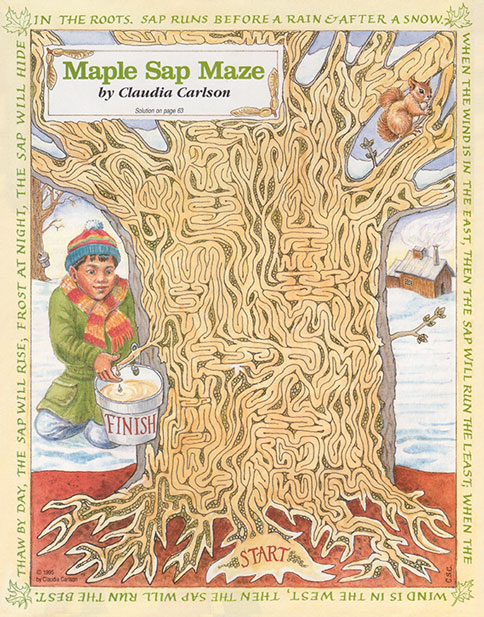 Maze created for Cricket children's magaxine, art by Claudia Carlson.