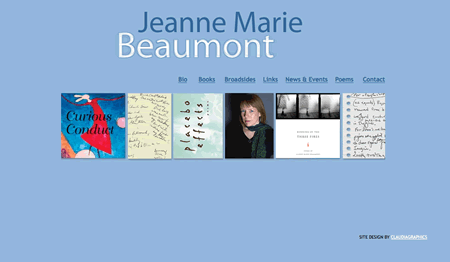 Website for N.Y. area poet Jeanne Marie Beaumont, http://www.jeannemariebeaumont.com
